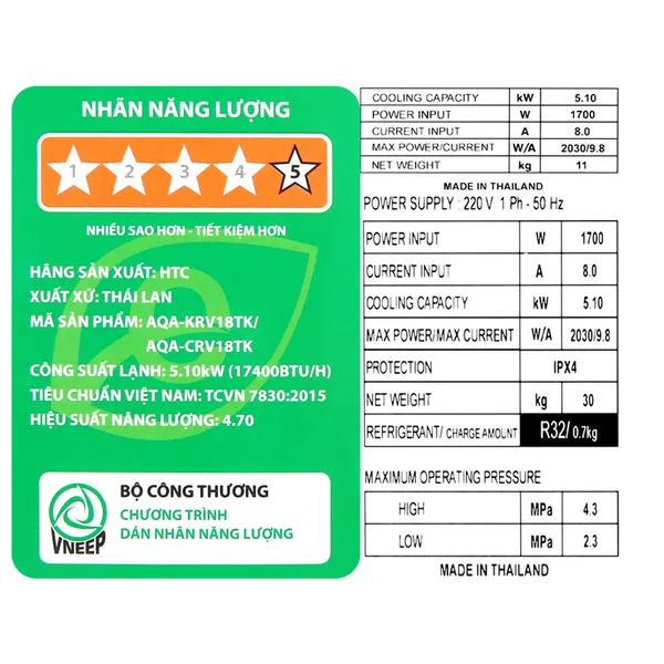 Máy Lạnh Aqua Inverter 2 HP AQA-KCRV18TK