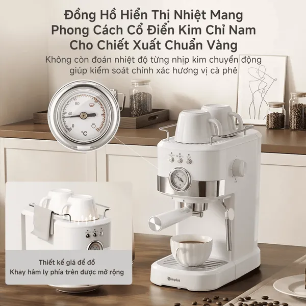 Máy Pha Cà Phê Espresso Simplus KFJH014WH01