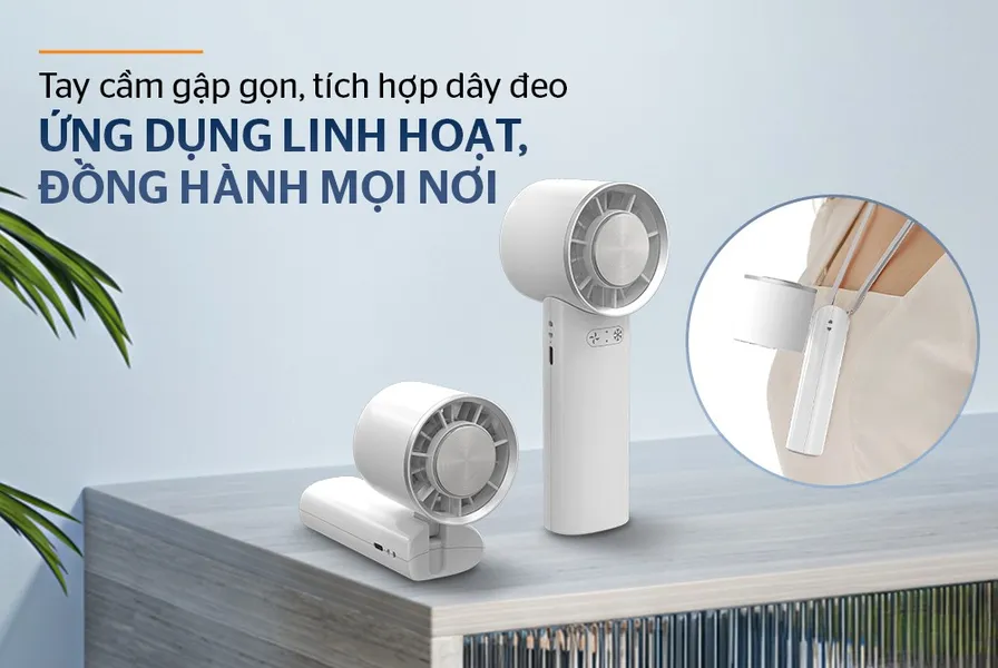 Quạt Sạc Mini Cầm Tay Có Sò Lạnh Sunhouse SHD7113