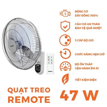Quạt Treo Remote Nanoco NWF1612RC Màu Xám 2