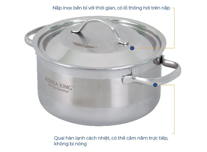 Nồi Inox 5 Lớp Đáy Liền Korea King KP-20S5PLY 3 Lít