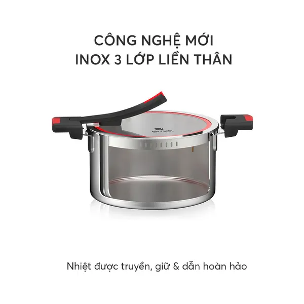 Bộ Nồi Inox Liền Khối Elmich Milano EL-8093 Size 16,18,22, Chảo 26cm