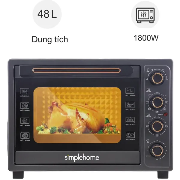 Lò Chiên Không Dầu Kết Hợp Nướng Simplehome TOV-48G 48 Lít