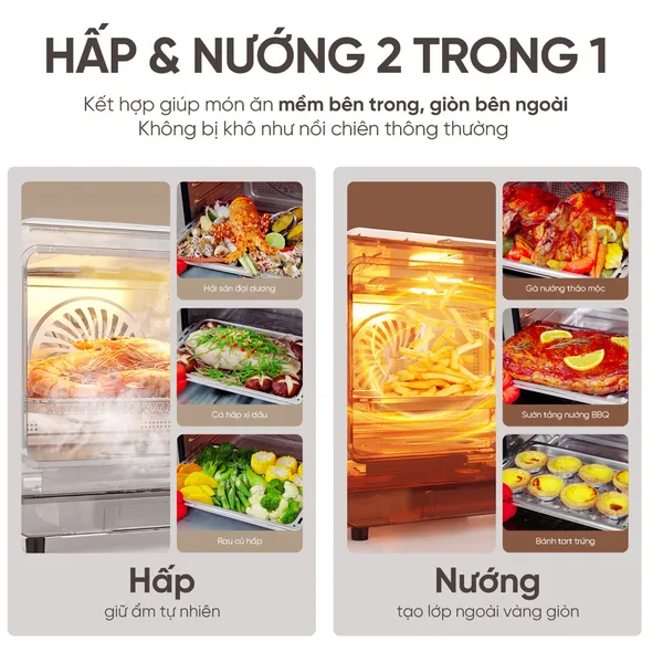 Nồi Chiên Không Dầu Kết Hợp Hấp Cao Cấp Magic Eco S-23