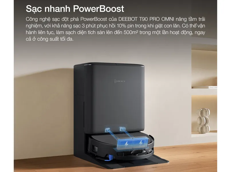 Robot Hút Bụi Thông Minh Ecovacs T90 PRO OMNI Màu Trắng