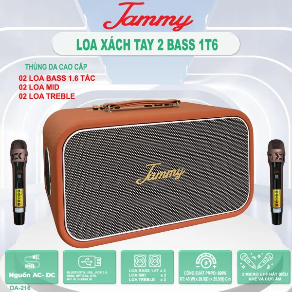 Loa Karaoke Xách Tay Jammy DA-216 (Màu Nâu)