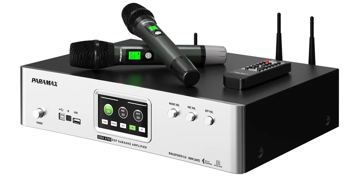 Amply Karaoke Tích Hợp Vang Số Và Micro Không Dây Paramax EURO A700 (Silver)