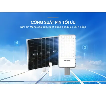 Đèn Đường Năng Lượng Mặt Trời Dùng Ngoài Trời, Sân Vườn Eco Sunhouse SHE-LECRTSE01.300W 6
