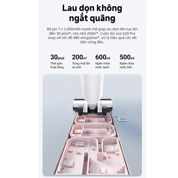 Máy Hút Bụi Lau Sàn Khô Và Ướt Đa Năng Dreame Mova K20 Pro