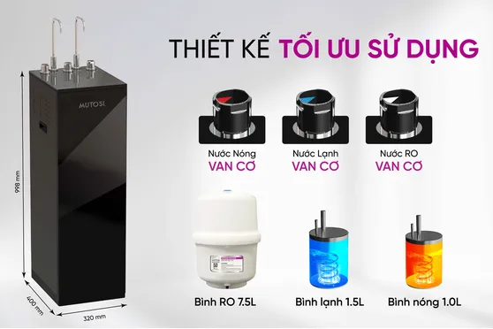 Máy Lọc Nước Nóng Lạnh Nguội Đèn UV Khử Khuẩn Mutosi MP-S119UV 11 Lõi 11