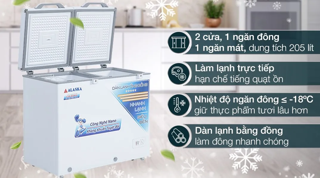 Tủ Đông Mát Alaska 205 Lít BCD-3068C