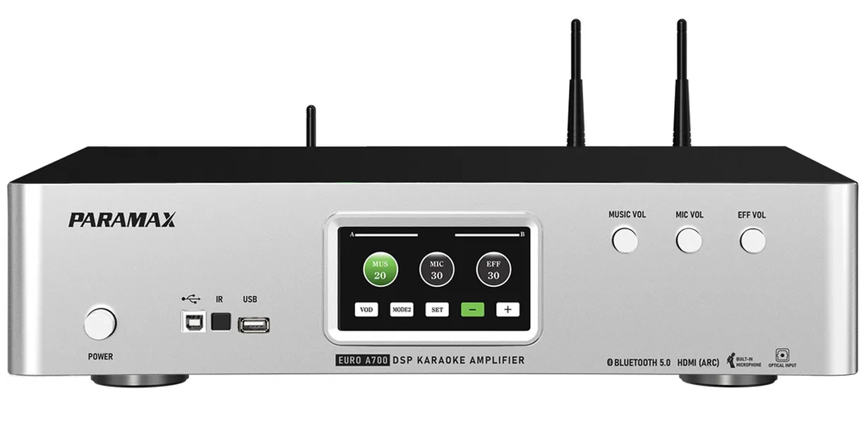 Amply Karaoke Tích Hợp Vang Số Và Micro Không Dây Paramax EURO A700 (Silver)