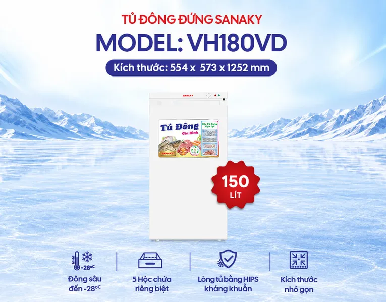 Tủ Đông Sanaky 150 Lít VH-180VD