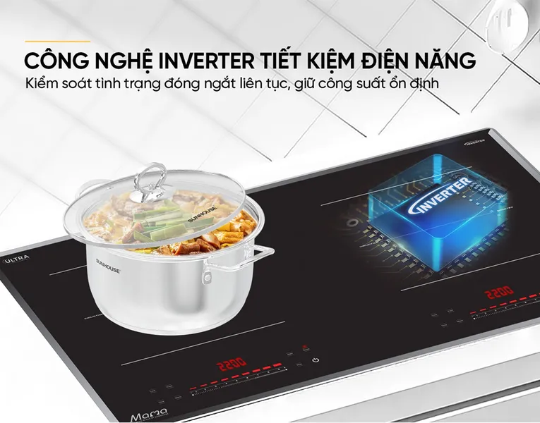 Bếp Đôi Điện Từ Sunhouse Mama MMB82172-MMC - Xuất Xứ Malaysia