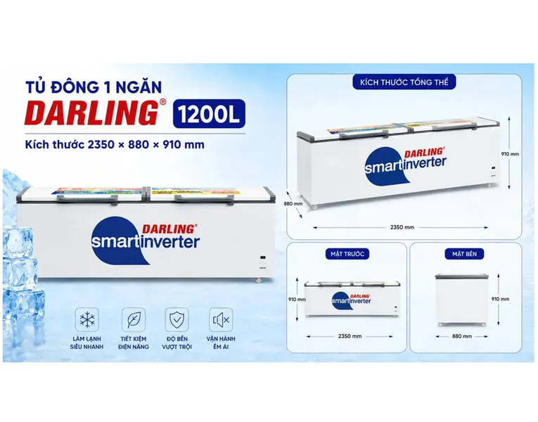 Tủ Đông Darling Inverter 1200 Lít DMF-1179ASI-1