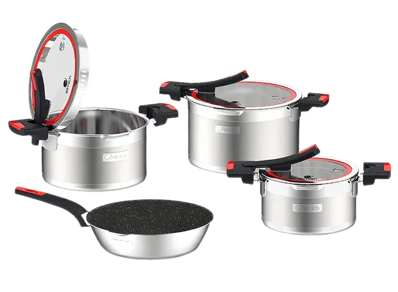 Bộ Nồi Inox Liền Khối Elmich Milano EL-8093 Size 16,18,22, Chảo 26cm
