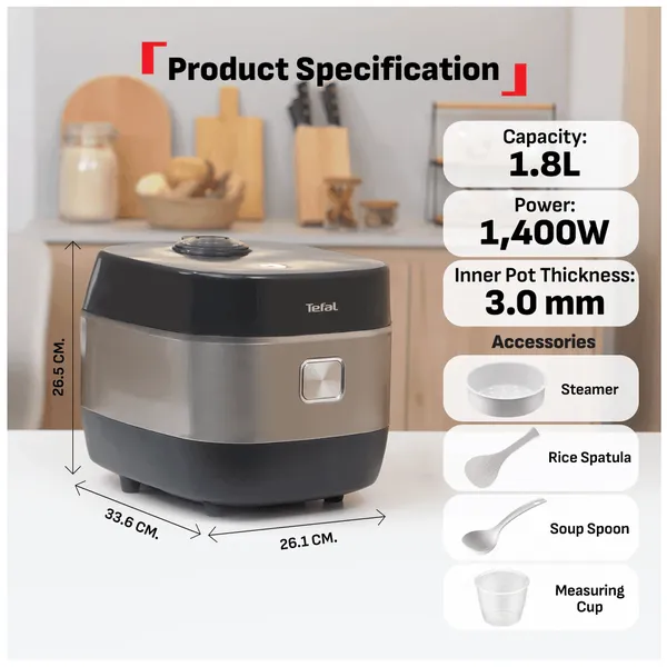 Nồi Cơm Cao Tần Tefal Rice Master Max RK819868 -1.8 Lít