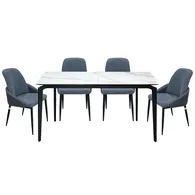 Bộ Bàn Ăn Grand (mở rộng) T19131B-B(ZF) + 4 Ghế Ăn Amy VD6370 Xám