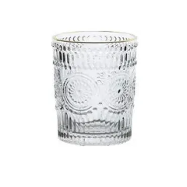 Ly Thấp Thủy Tinh Deli Baroque 300ml Viền Vàng