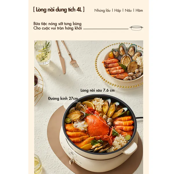 Nồi Lẩu Nướng Đa Năng Bear DHG-C40W2