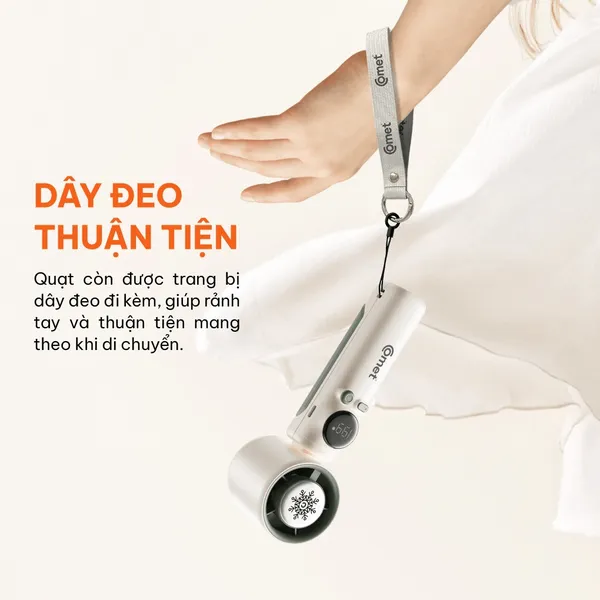Quạt Sạc Cầm Tay Có Sò Lạnh Comet CRF1202 10W