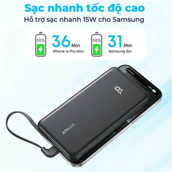 Sạc Dự Phòng Anker Zolo 2C1A 22.5W 20000mah B2B_A110E