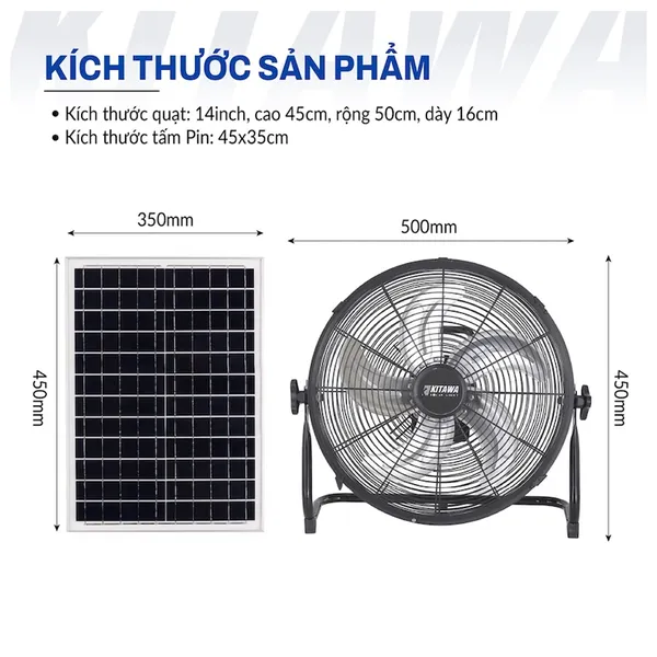 Quạt Chân Quỳ Năng Lượng Mặt Trời Kitawa 30W SF1.30