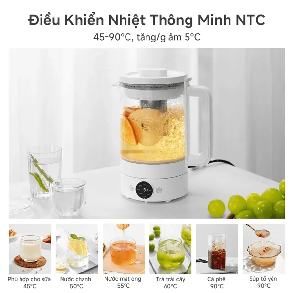 Ấm Điện Pha Trà Dưỡng Sinh Simplus YSHU001WH02