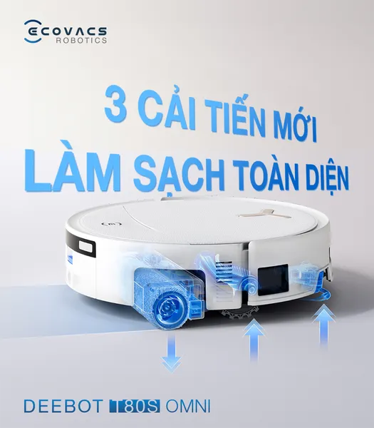 Robot Hút Bụi Thông Minh Ecovacs T80S OMNI Màu Đen