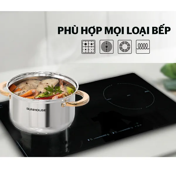 Bộ Nồi Chảo Inox 5 Đáy Sunhouse SHG789