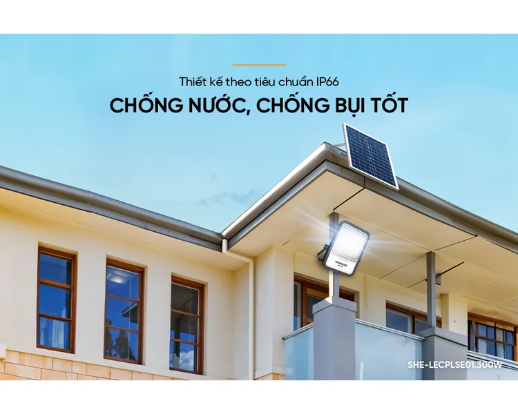 Đèn Pha Năng Lượng Mặt Trời Dùng Ngoài Trời, Sân Vườn Eco Sunhouse SHE-LECPLSE01.300W