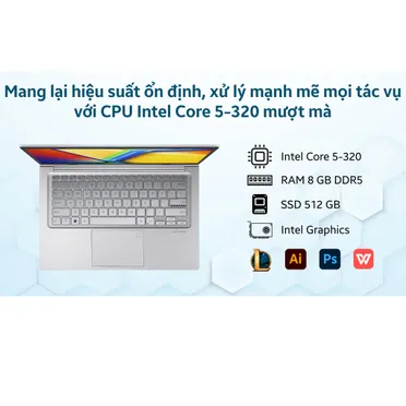 Laptop ASUS Vivobook 14 X1404MA-EB219W (Core 5-320/8GB/512GB) 6