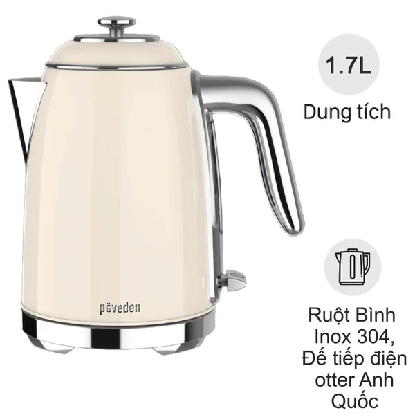 Ấm Đun Siêu Tốc Paveden PKT-1718BE 1.7 Lít