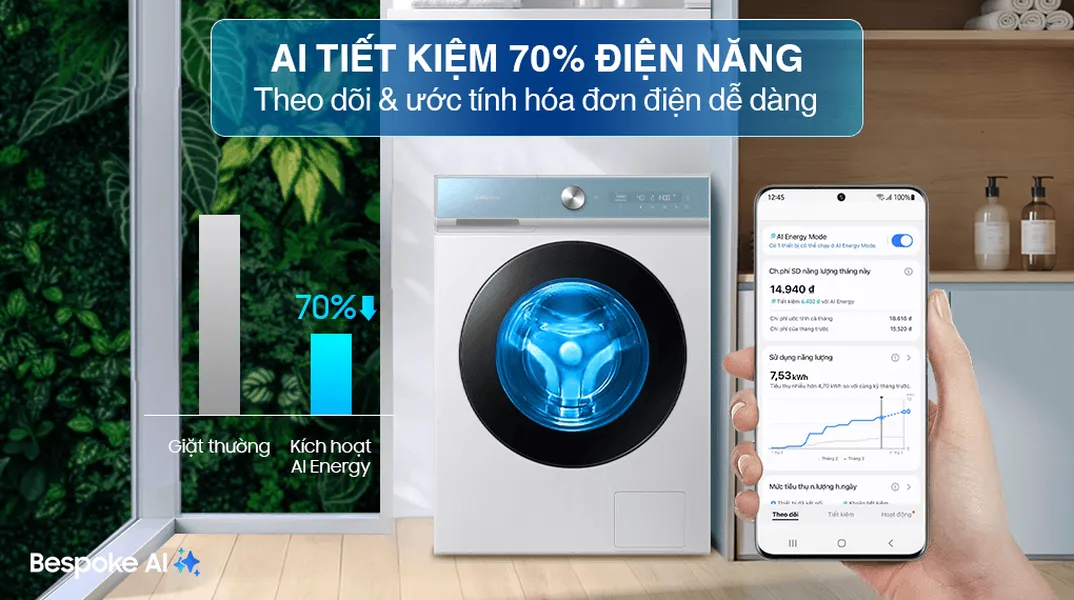 Máy Giặt Sấy Samsung Inverter 14/8 Kg WD14BB944DGMSV