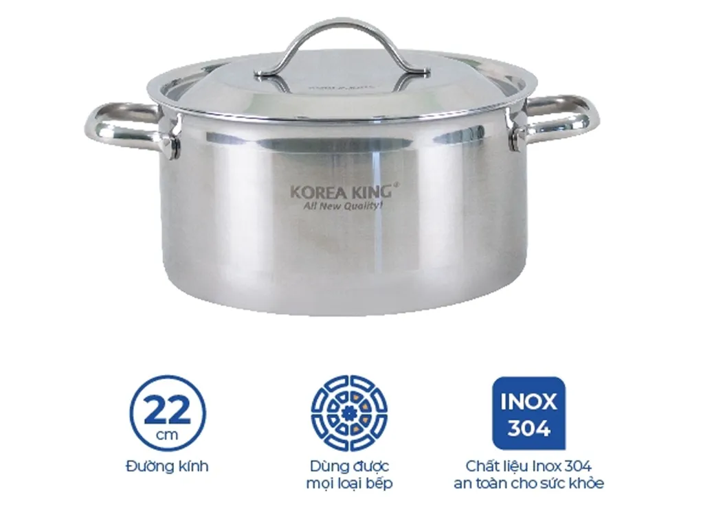 Nồi Inox 5 Lớp Đ&aacute;y Liền KP-22S5PLY 4 L&iacute;t