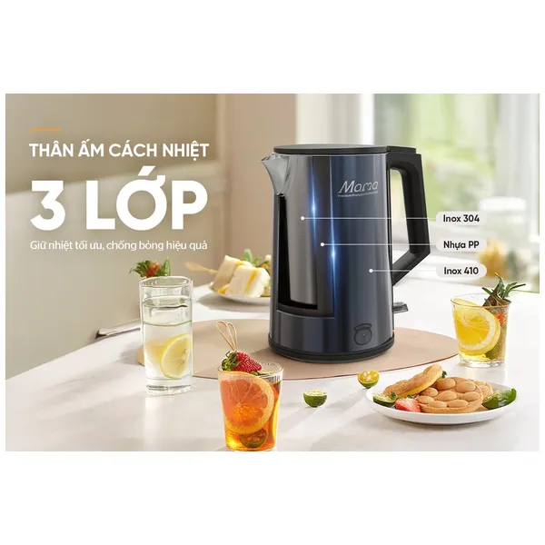 Ấm Siêu Tốc Inox 3 Lớp 1 Lít Sunhouse Mama SHD1373