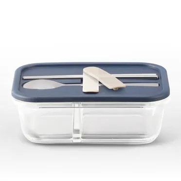 Hộp Cơm Thủy Tinh Kèm Muỗng Đũa Lock&Lock 930ml LLG991CLNVY - Màu Navy 0