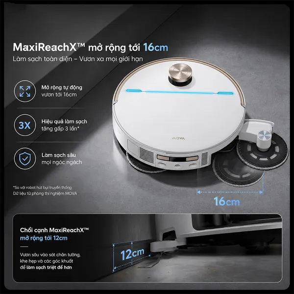 Robot Hút Bụi Lau Nhà Mova V70 Ultra Màu Trắng