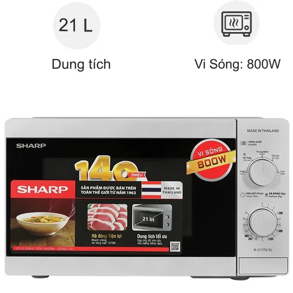 Lò Vi Sóng Sharp R-211TV-SL 21 Lít - Thái Lan