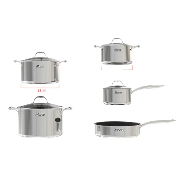 Bộ Nồi Chảo Inox 304 Cao Cấp Đa Lớp Sunhouse SHG700
