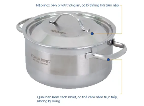 Nồi Inox 5 Lớp Đáy Liền Korea King KP-22S5PLY 4 Lít 4