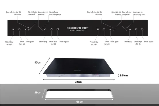 Bếp từ - hồng ngoại đôi Sunhouse SHB9104MT 4000W 10