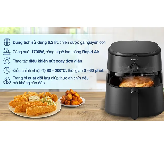 Nồi Chiên Không Dầu Philips NA130/00 6.2 Lít