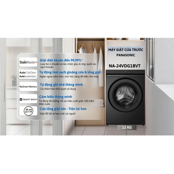 Máy Giặt Panasonic Inverter 12 Kg NA-24VDG1BVT
