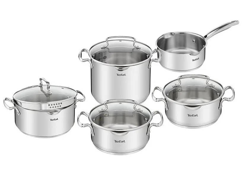 Bộ 5 Nồi Inox Cao Cấp Tefal Duetto Plus, Gồm Quánh 16cm/Nồi 18cm/Nồi 20/Nồi 22cm/Nồi 24cm