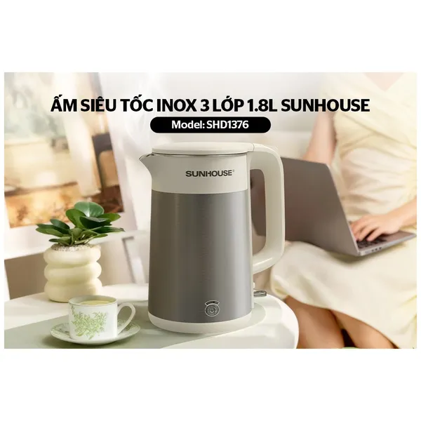Ấm Siêu Tốc Inox 3 Lớp 1.8 Lít Sunhouse SHD1376