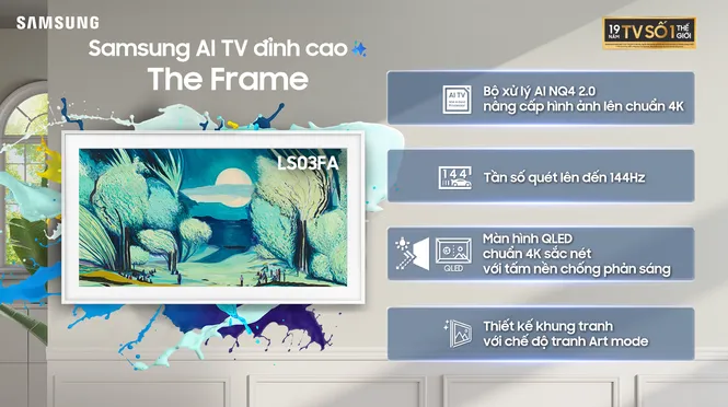 Smart Tivi Khung Tranh The Frame QLED Samsung 4K Vision AI 55 Inch QA55LS03F