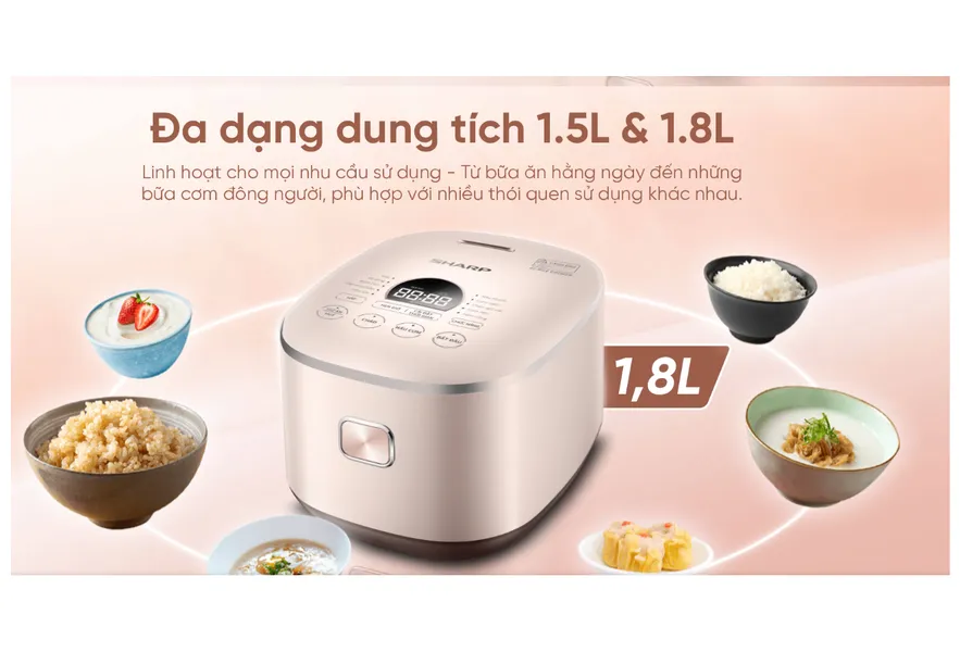 Nồi Cơm Điện Cao Tần Sharp KS-IH181V-RG 1.8 Lít