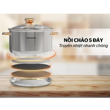 Bộ Nồi Chảo Inox 5 Đáy Sunhouse SHG789 3