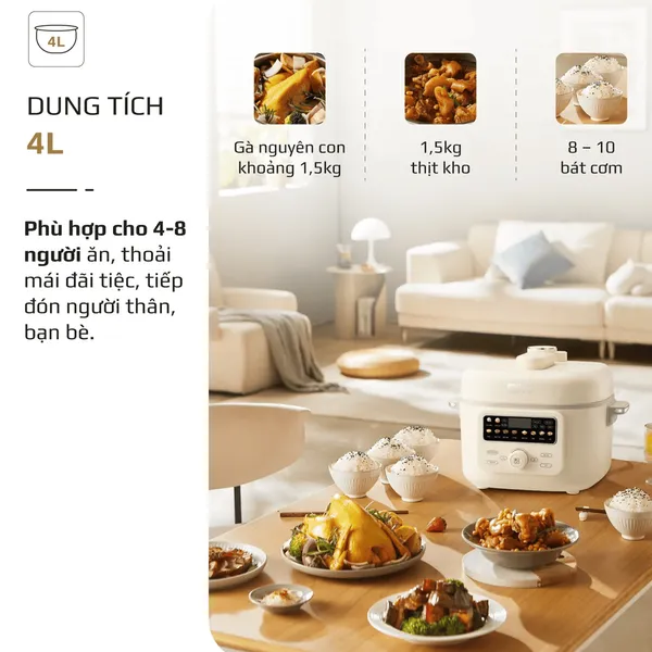 Nồi Áp Suất Điện Đa Năng Olivo PC40 4 Lít